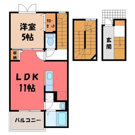 東武宇都宮駅 バス25分  砥上団地下車：停歩7分 3階の物件間取画像